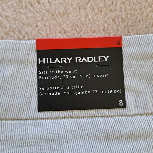 ❤️ Hilary Radley Bermuda Shorts Women's Size 8 Grey Stripe White Stretch - Picture 7 of 11